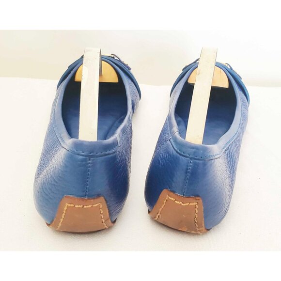 Tory Burch Women's Clines Blue Gold Logo Flats Ballet Flat Shoes 8M - Picture 6 of 11